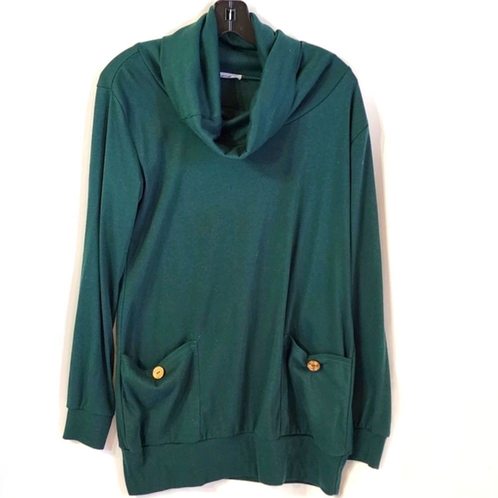 Long sweater green sweater knit pockets comfy large